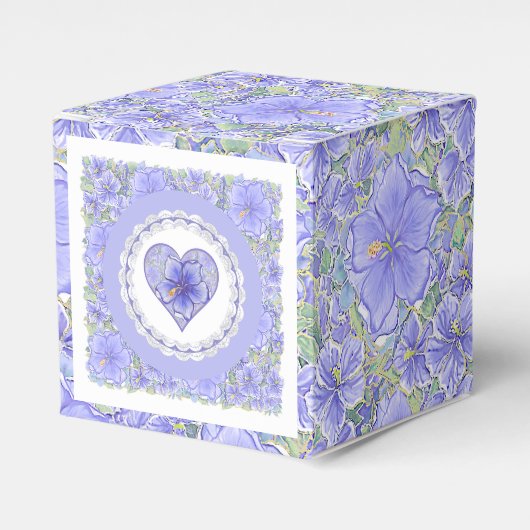 Hibiscus & kant BLAUW Bedankdoosjes (Voorkant Zijde)