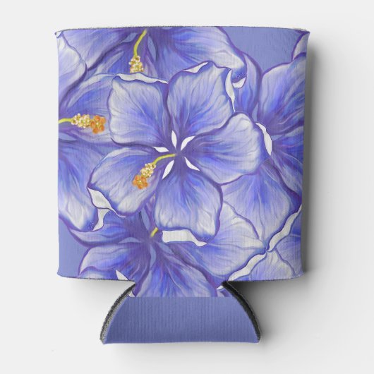 Hibiscus & kant BLAUW Blikjeskoeler (Voorkant)