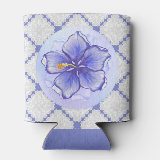 Hibiscus & kant BLAUW Blikjeskoeler (Achterkant)