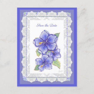 Hibiscus & kant BLAUW Briefkaart
