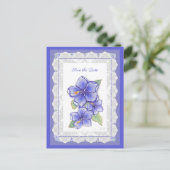 Hibiscus & kant BLAUW Briefkaart (Staand voorkant)