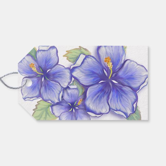 Hibiscus & kant BLAUW Cadeaulabel (Achterkant Horizontaal)