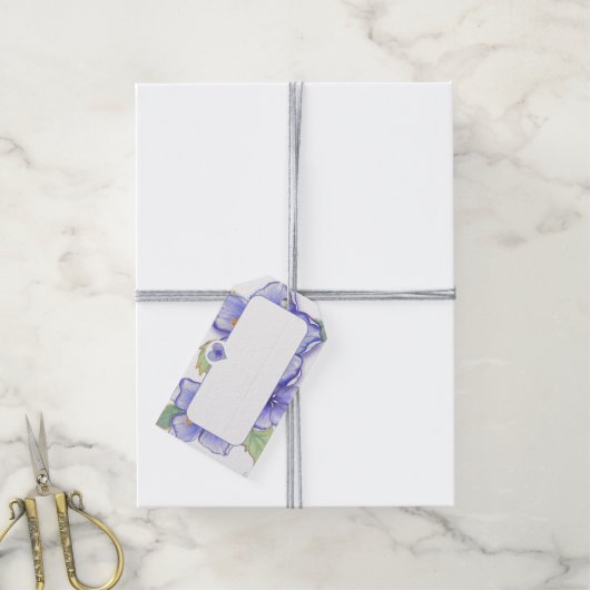 Hibiscus & kant BLAUW Cadeaulabel (Met Touw)