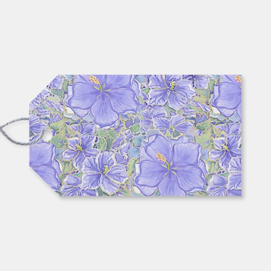 Hibiscus & kant BLAUW Cadeaulabel (Achterkant Horizontaal)