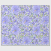 Hibiscus & kant BLAUW Cadeaupapier (Vlak)