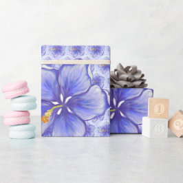 Hibiscus & kant BLAUW Cadeaupapier