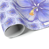 Hibiscus & kant BLAUW Cadeaupapier (Rol Hoek)