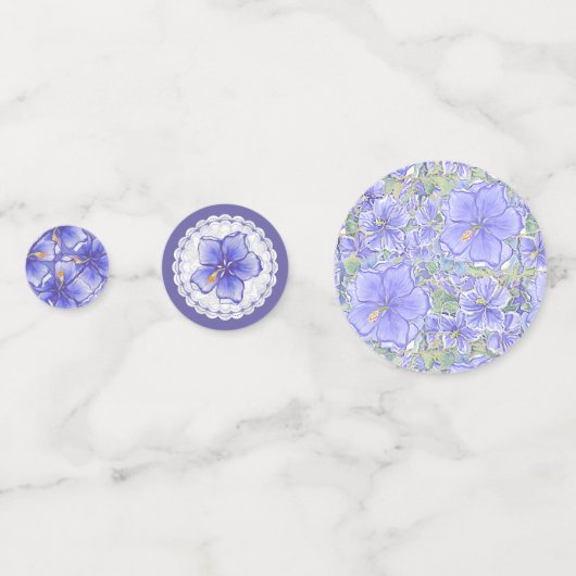 Hibiscus & kant BLAUW Confetti (Achterkanten)