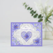 Hibiscus & kant BLAUW Feestdagenkaart (Staand voorkant)