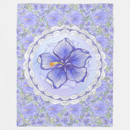 Hibiscus & kant BLAUW Fleece Deken