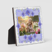 Hibiscus & kant BLAUW Fotoplaat (Voorkant)