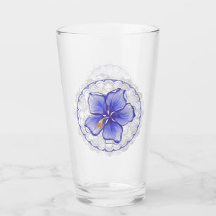 Hibiscus & kant BLAUW Glas