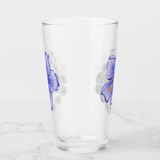 Hibiscus & kant BLAUW Glas (Links)