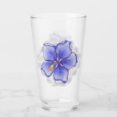 Hibiscus & kant BLAUW Glas (Voorkant)