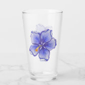 Hibiscus & kant BLAUW Glas (Achterkant)
