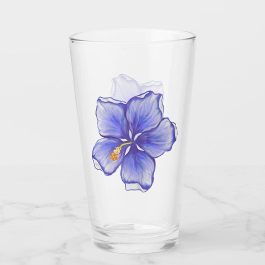 Hibiscus & kant BLAUW Glas (Achterkant)