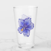 Hibiscus & kant BLAUW Glas (Voorkant)