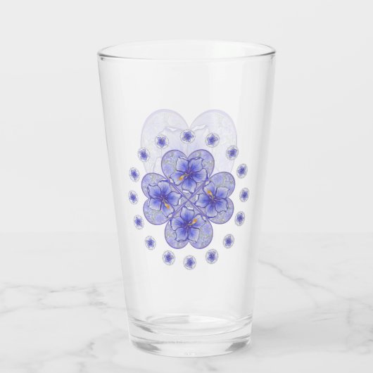 Hibiscus & kant BLAUW Glas (Achterkant)