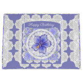 Hibiscus & kant BLAUW Groot Cadeauzakje (Voorkant)
