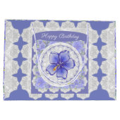 Hibiscus & kant BLAUW Groot Cadeauzakje (Achterkant)