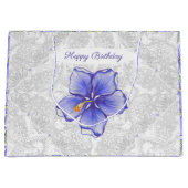 Hibiscus & kant BLAUW Groot Cadeauzakje (Voorkant)