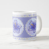 Hibiscus & kant BLAUW Grote Koffiekop (Voorkant rechts)