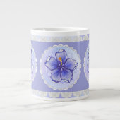 Hibiscus & kant BLAUW Grote Koffiekop (Voorkant)