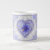 Hibiscus & kant BLAUW Grote Koffiekop (Voorkant)