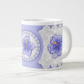 Hibiscus & kant BLAUW Grote Koffiekop (Voorkant rechts)