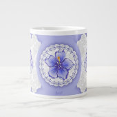 Hibiscus & kant BLAUW Grote Koffiekop (Voorkant)