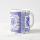 Hibiscus & kant BLAUW Grote Koffiekop (Voorkant rechts)