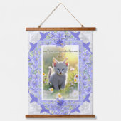 Hibiscus & kant BLAUW Hangend Wandkleed (Voorkant)