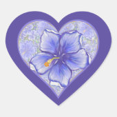 Hibiscus & kant BLAUW Hart Sticker (Voorkant)