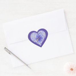 Hibiscus & kant BLAUW Hart Sticker