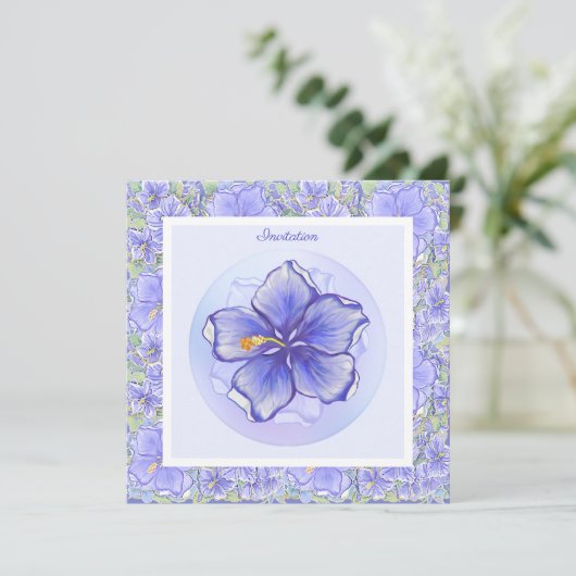 Hibiscus & kant BLAUW Kaart (Staand voorkant)