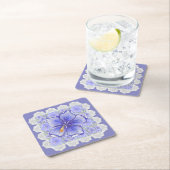Hibiscus & kant BLAUW Kartonnen Onderzetters (Insitu)