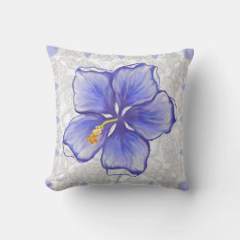 Hibiscus & kant BLAUW Kussen