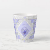 Hibiscus & kant BLAUW Latte Mok (Voorkant)