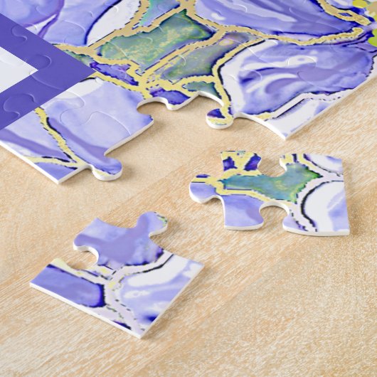 Hibiscus & kant BLAUW Legpuzzel (Zijkant)