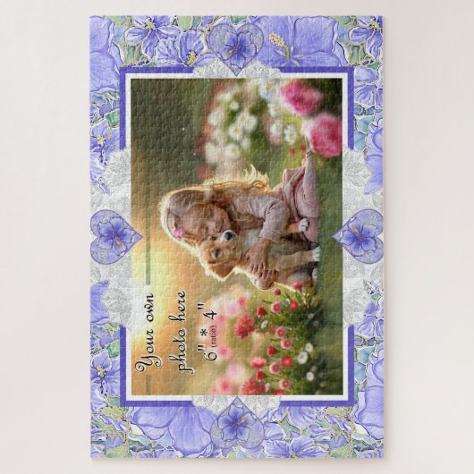 Hibiscus & kant BLAUW Legpuzzel (Verticaal)