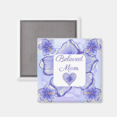 Hibiscus & kant BLAUW Magneet (Voorkant / Achterkant)