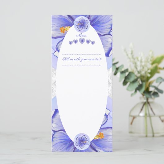 Hibiscus & kant BLAUW Menu (Staand voorkant)