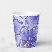 Hibiscus & kant BLAUW Papieren Bekers (Achterkant)
