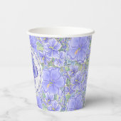 Hibiscus & kant BLAUW Papieren Bekers (Achterkant)