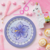Hibiscus & kant BLAUW Papieren Bordje (Feest)