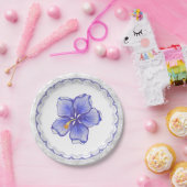 Hibiscus & kant BLAUW Papieren Bordje (Feest)