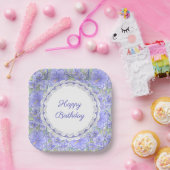 Hibiscus & kant BLAUW Papieren Bordje (Feest)