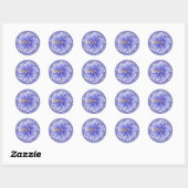 Hibiscus & kant BLAUW Ronde Sticker (Vel)