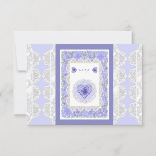 Hibiscus & kant BLAUW RSVP Kaartje (Voorkant)