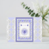 Hibiscus & kant BLAUW RSVP Kaartje (Staand voorkant)